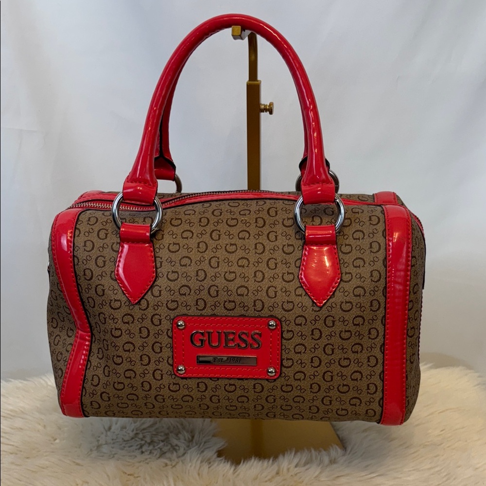Guess Red and Tan Satchel